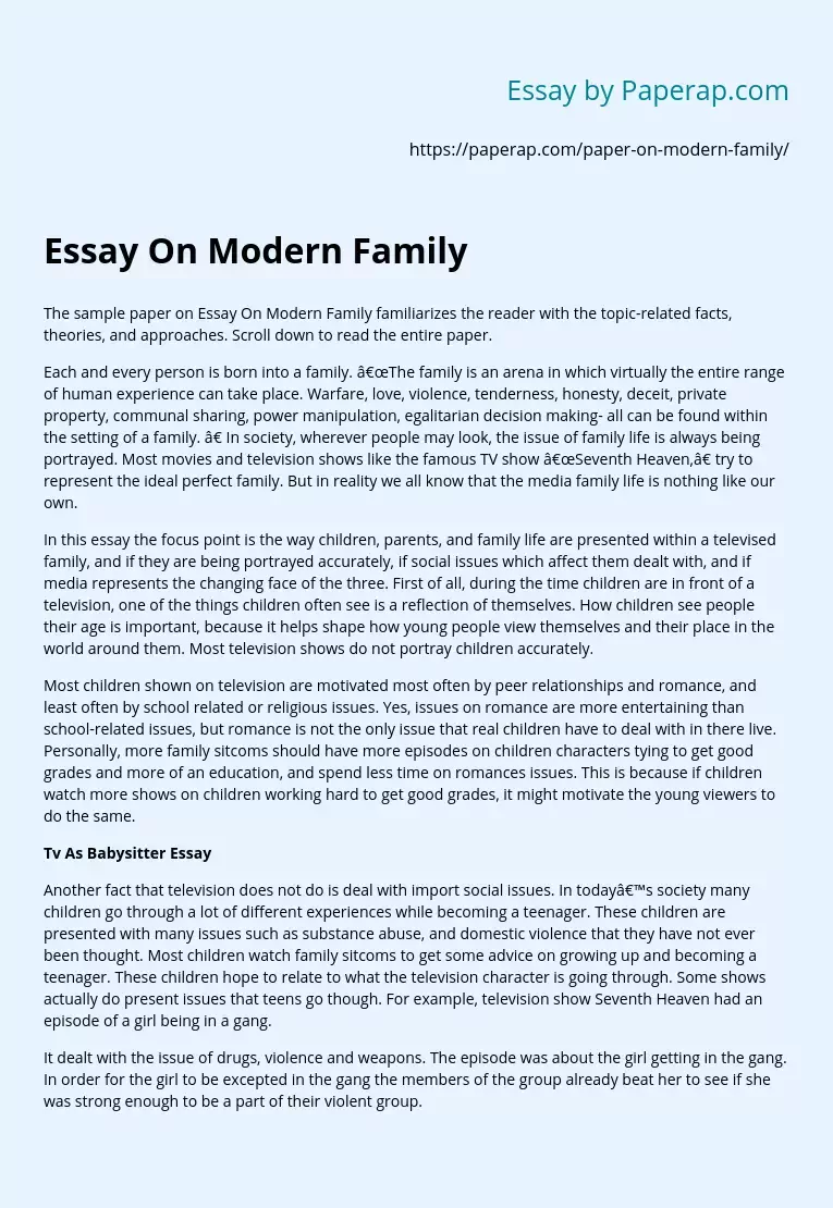 Essay On Modern Family
