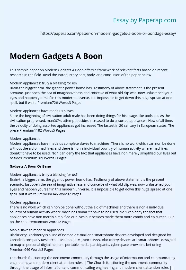 Are Modern Gadgets a Boon or Bondage
