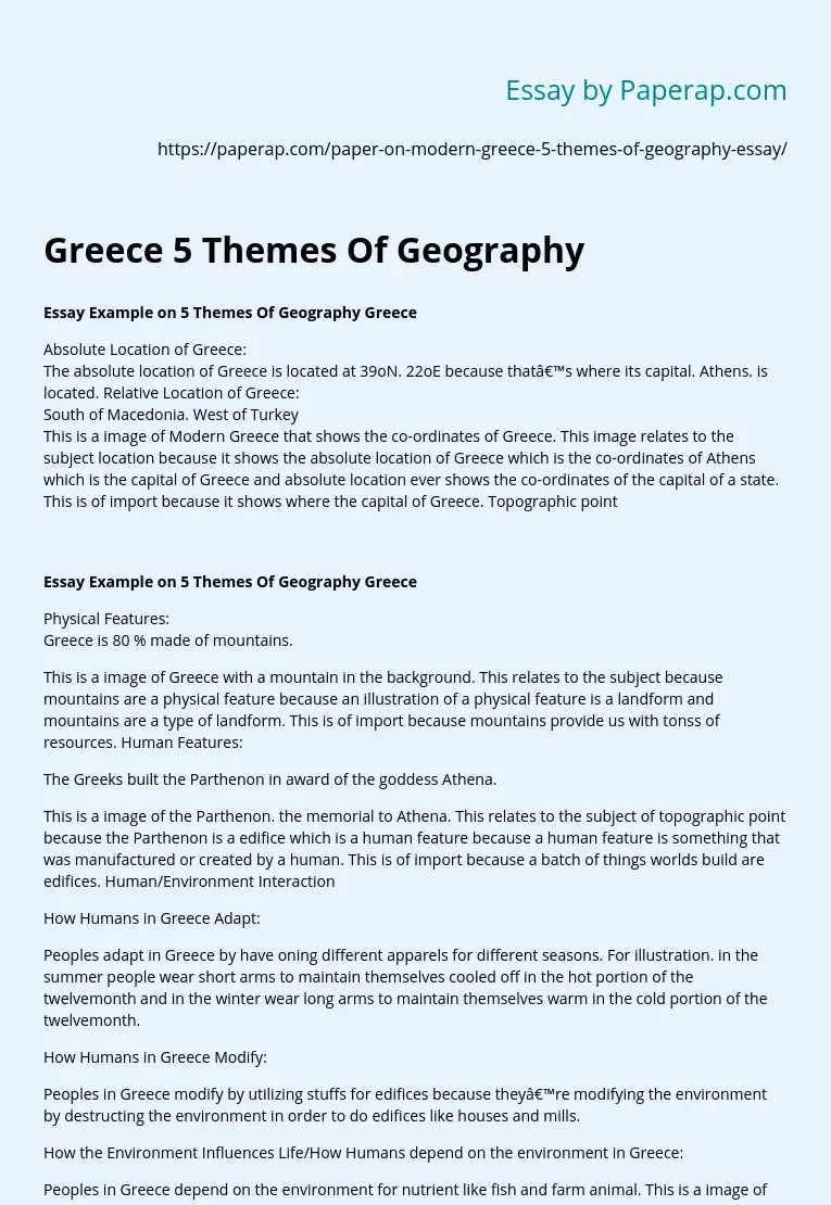 Greece 5 Themes Of Geography