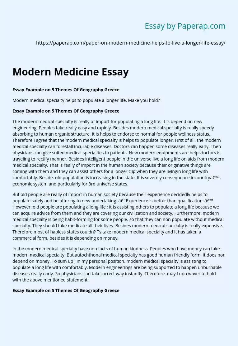 Modern Medicine Essay
