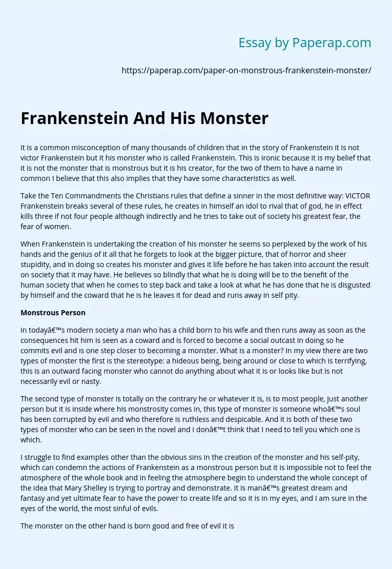 Frankenstein And His Monster