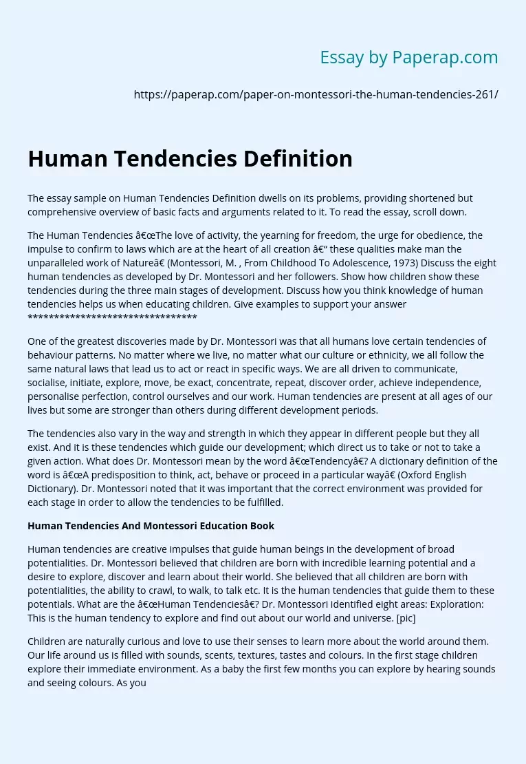 Human Tendencies Definition
