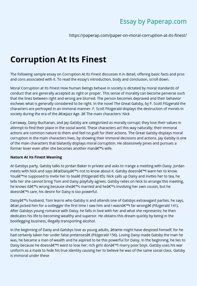 essay on moral corruption