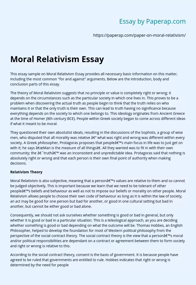 Moral Relativism Essay
