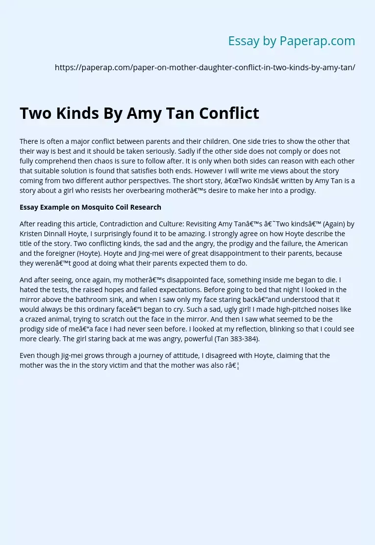 Two Kinds By Amy Tan Conflict