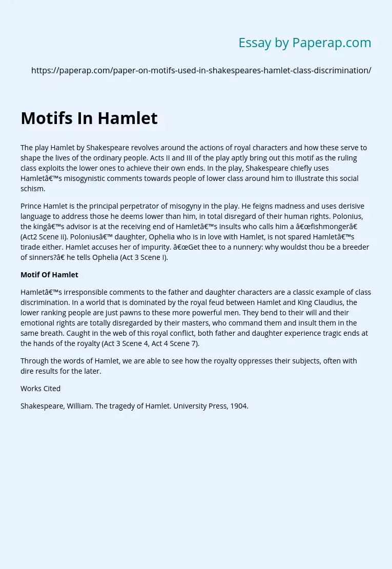 Motifs In Hamlet