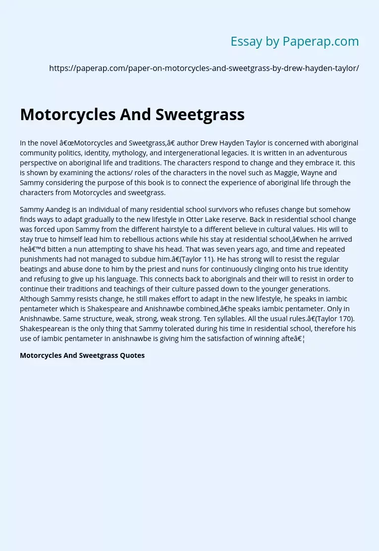 Motorcycles And Sweetgrass