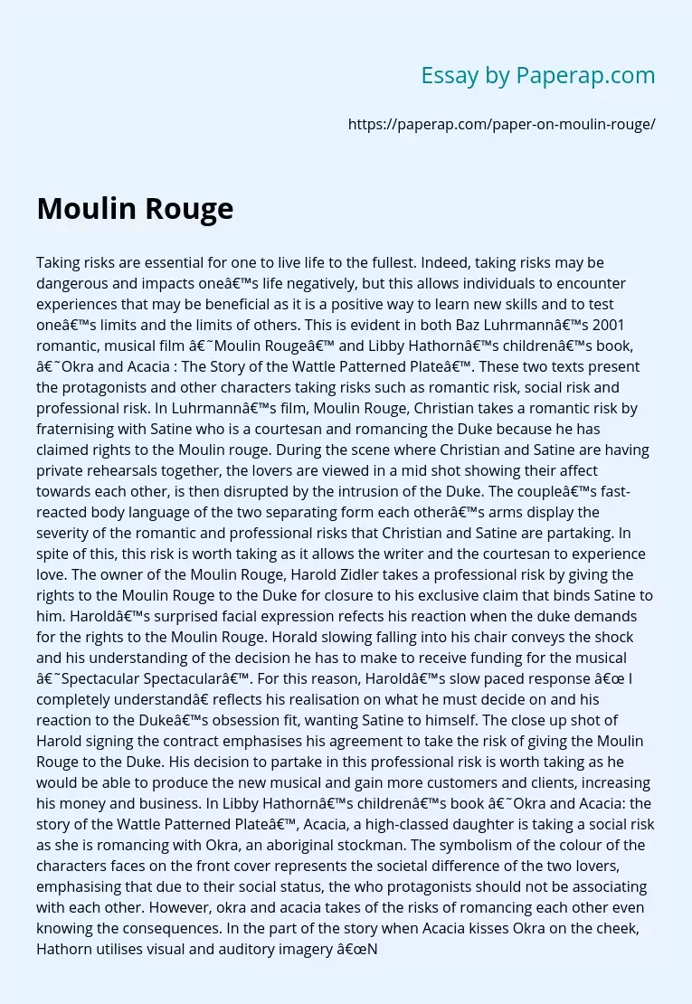 Moulin Rouge Essay