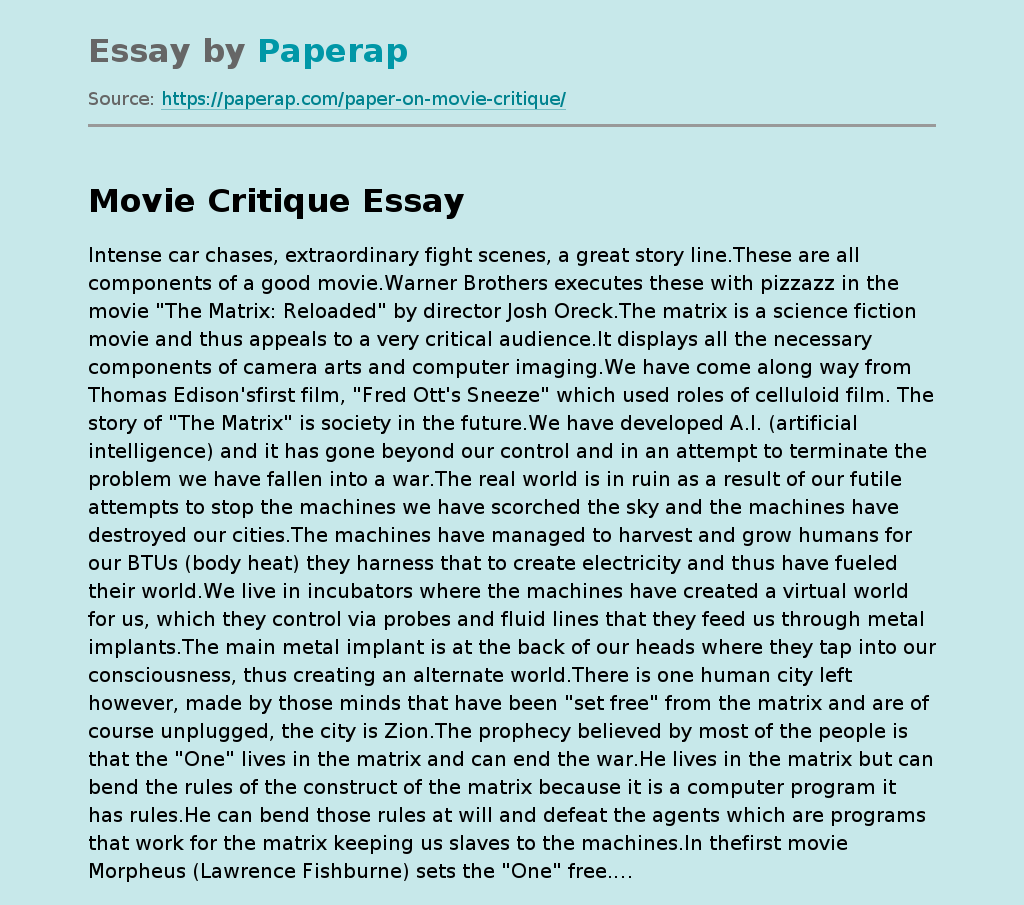 movie critique essay