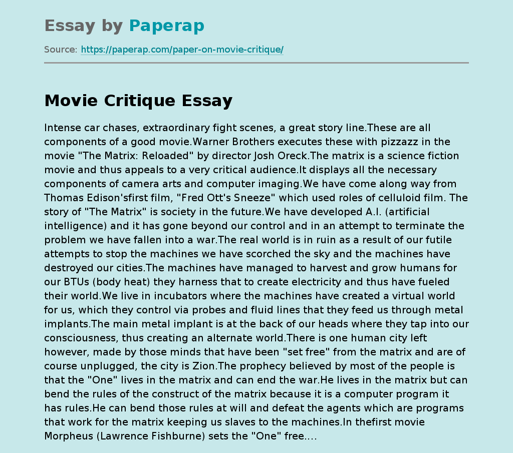 critique essay film