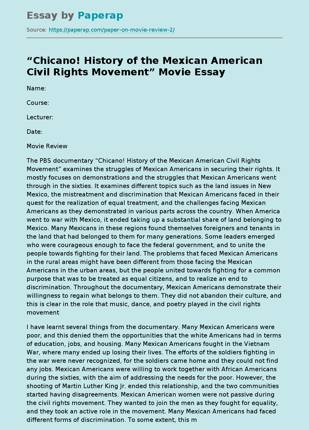 “Chicano! History of the Mexican American Civil Rights Movement” Movie