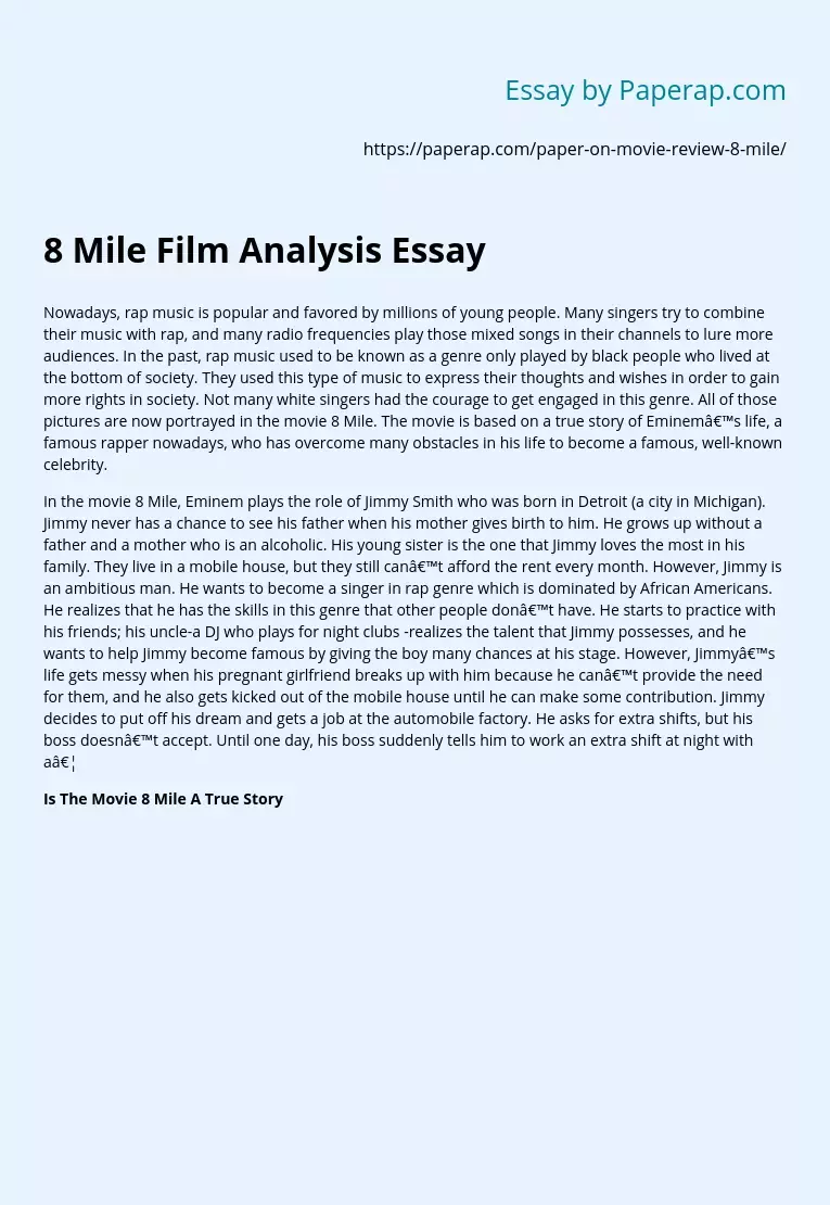 8 Mile Film Analysis Essay