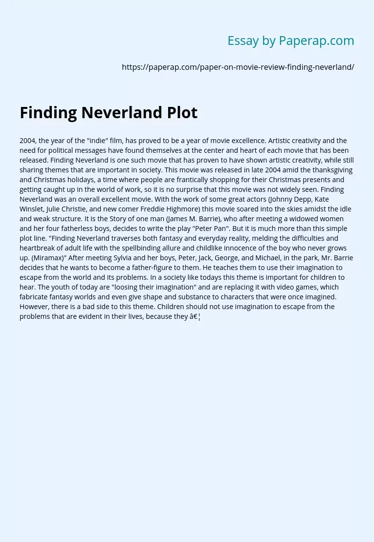 Finding Neverland Plot