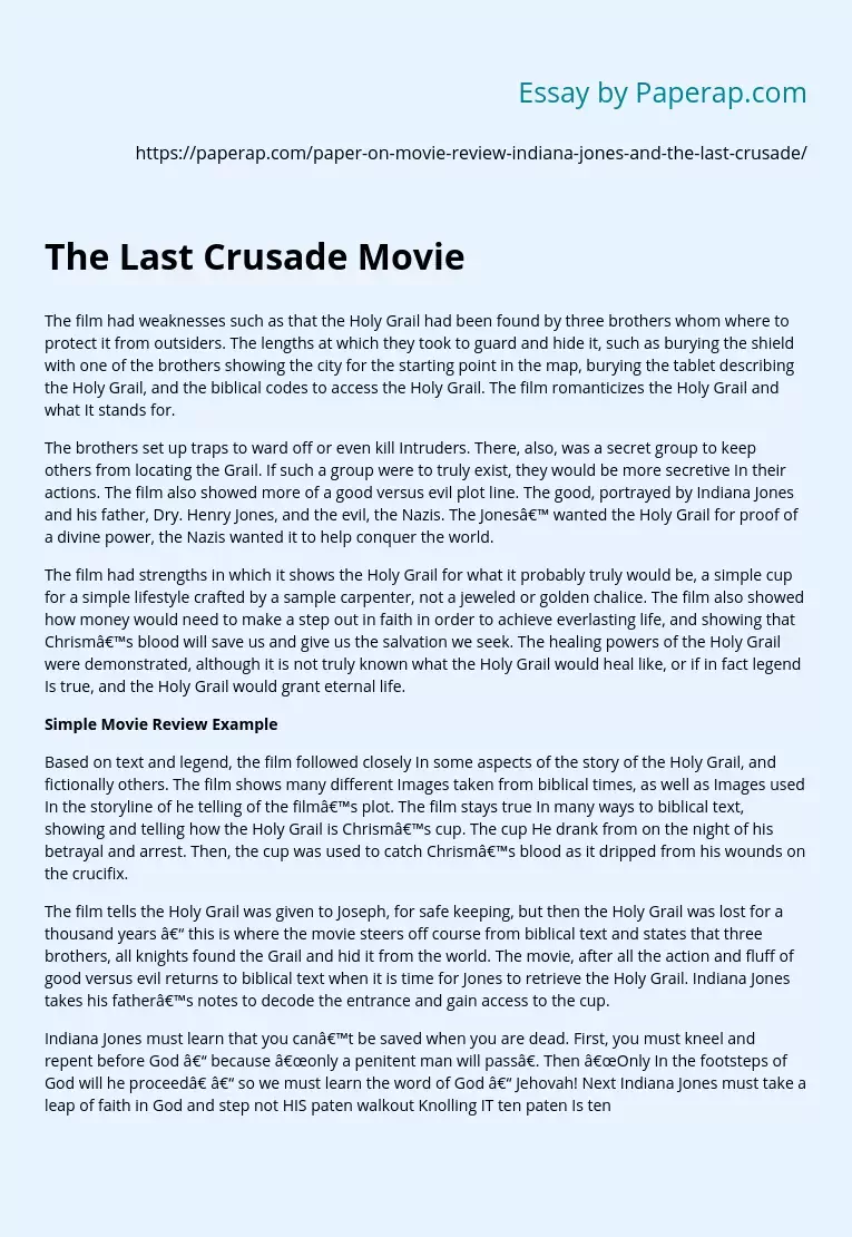 The Last Crusade Movie