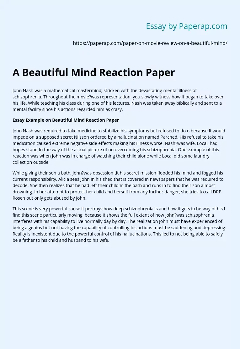 A Beautiful Mind Reaction Paper