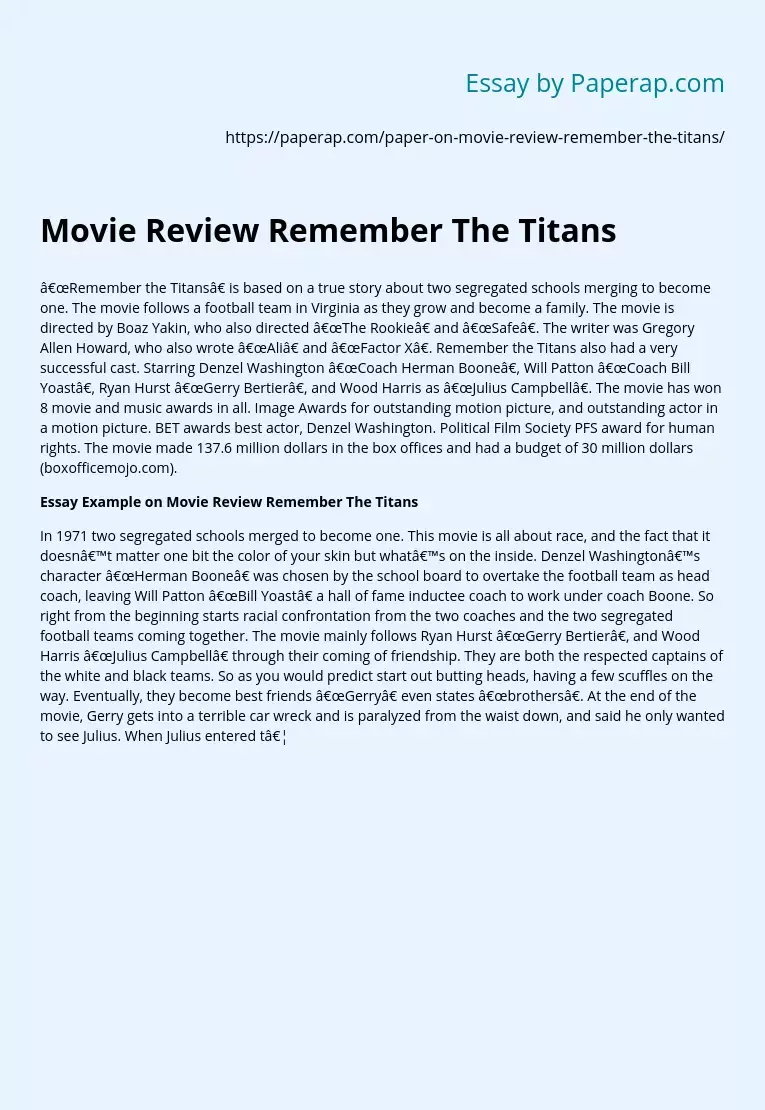 Movie Review Remember The Titans