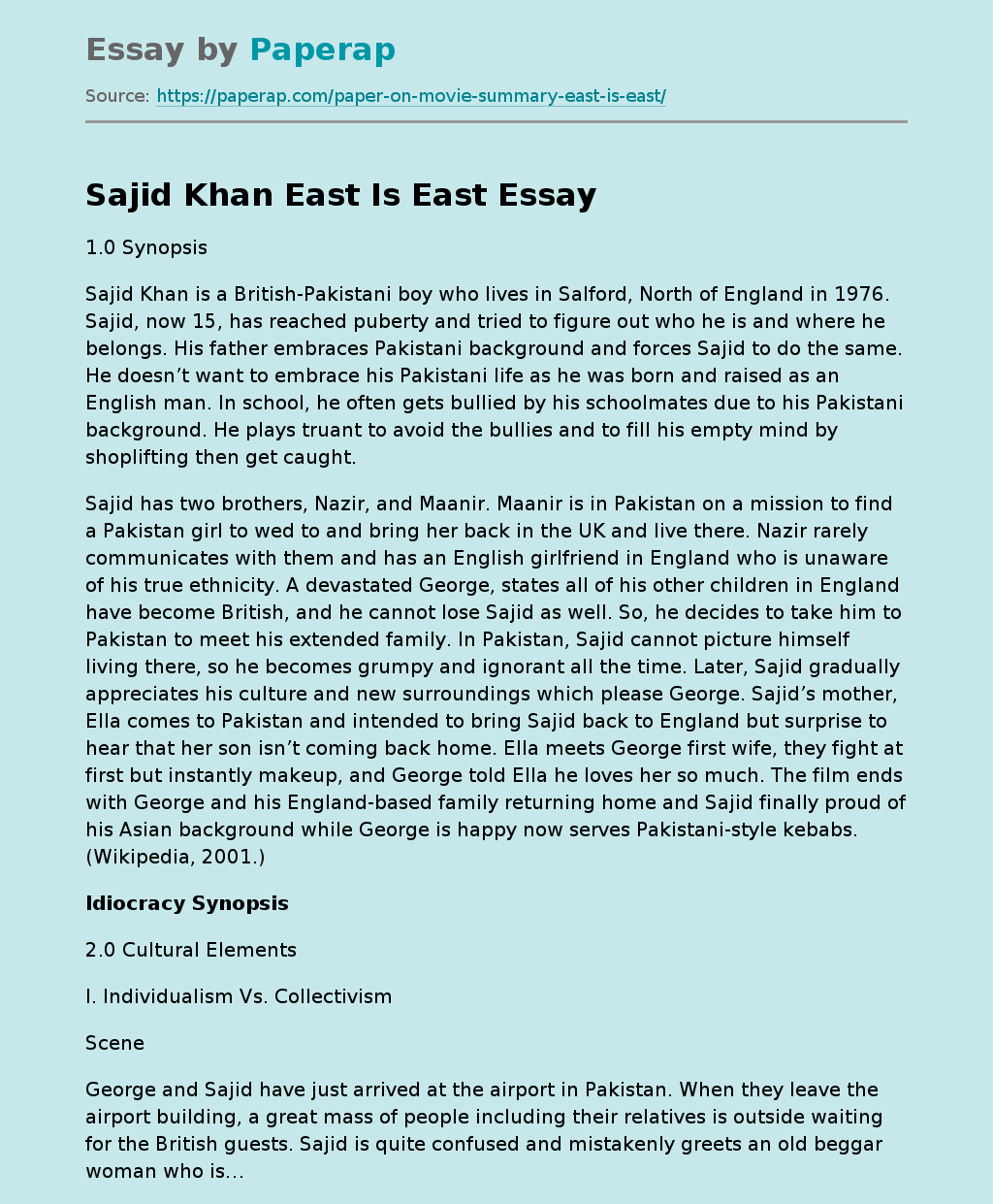 Sajid Khan East Is East