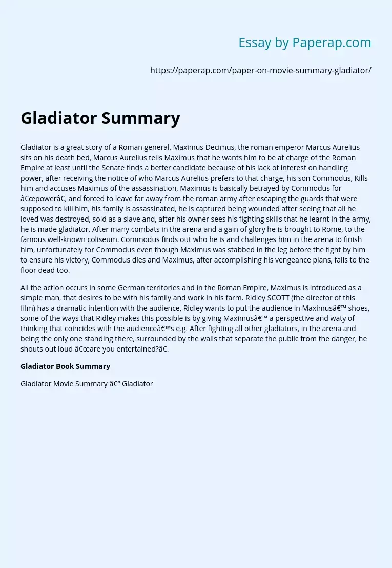 gladiator story summary