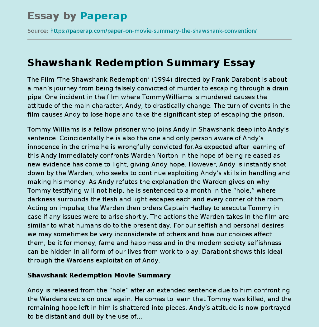 Shawshank Redemption Summary