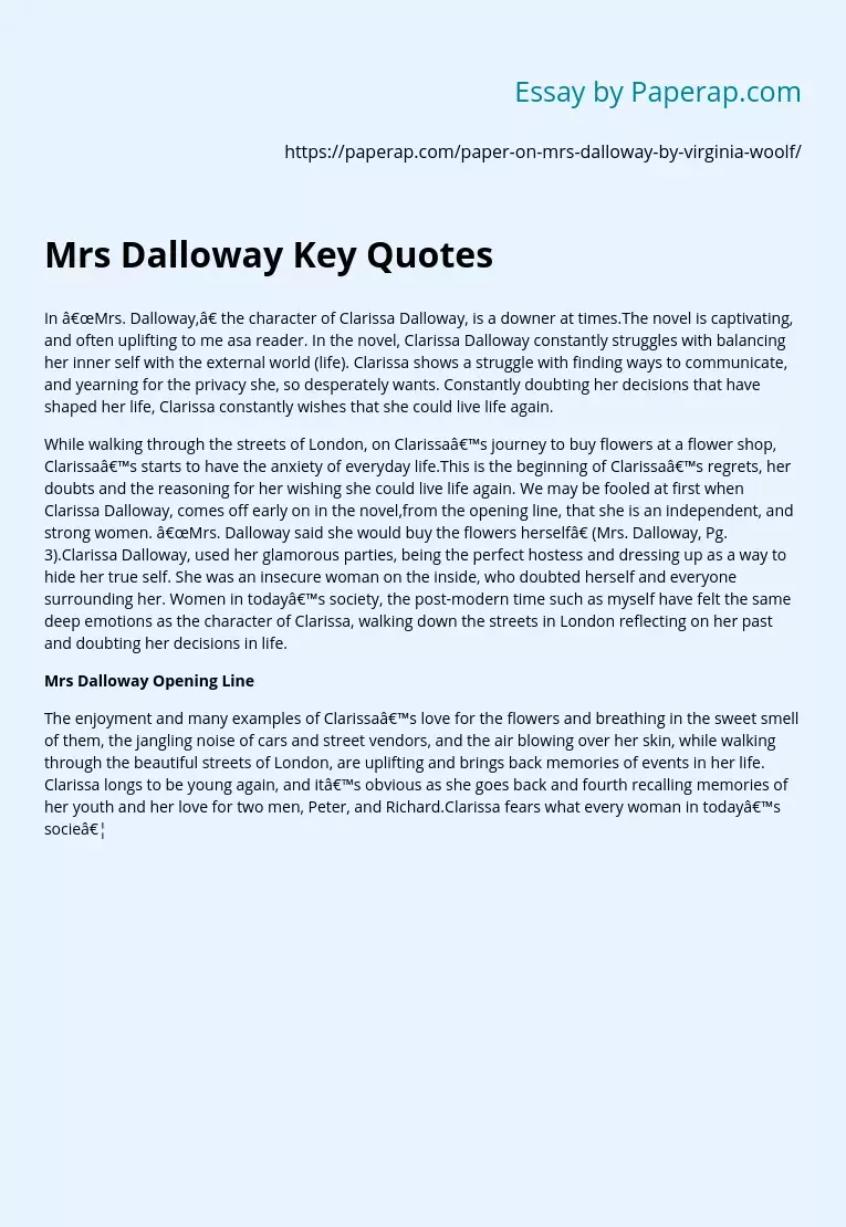 Mrs Dalloway Key Quotes
