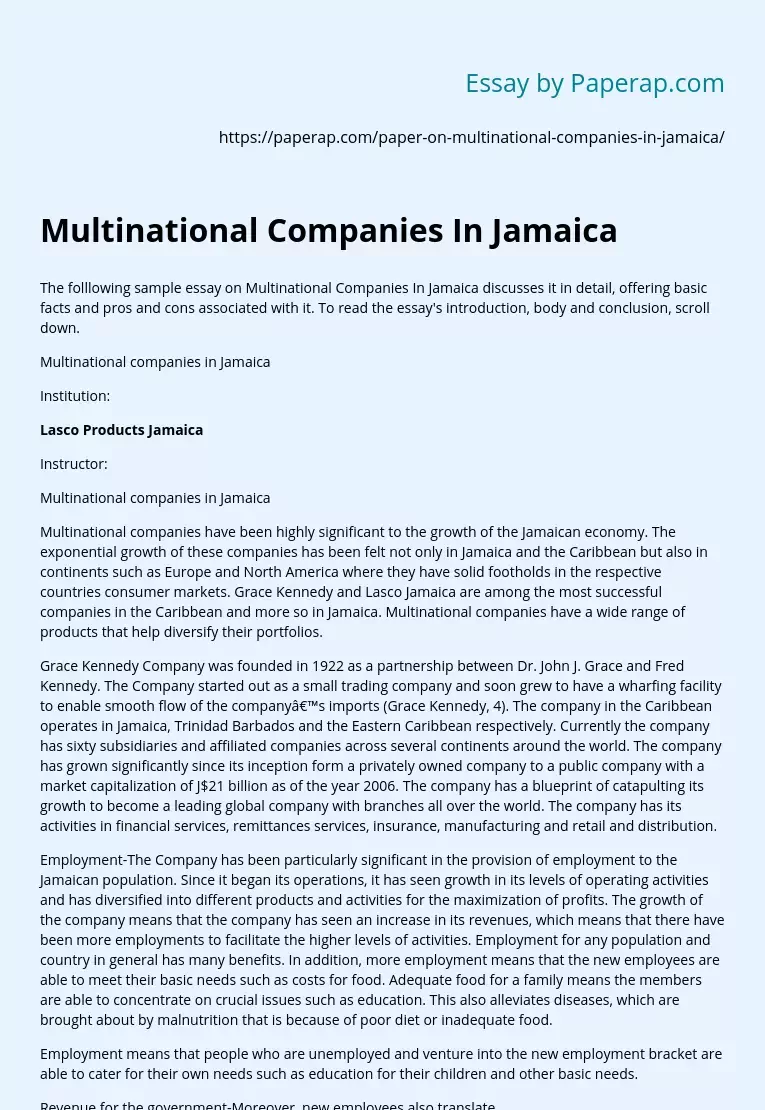 Multinational Companies In Jamaica