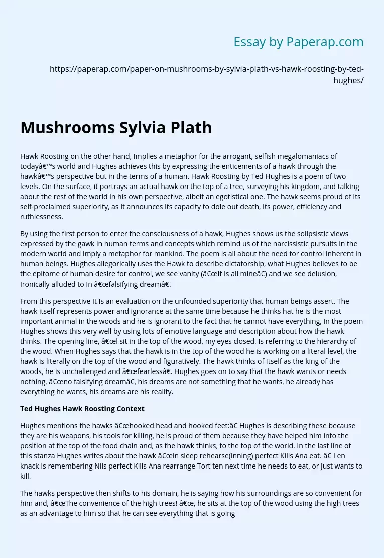 Mushrooms Sylvia Plath