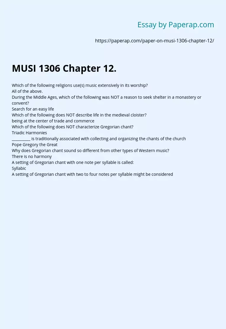 MUSI 1306 Chapter 12.