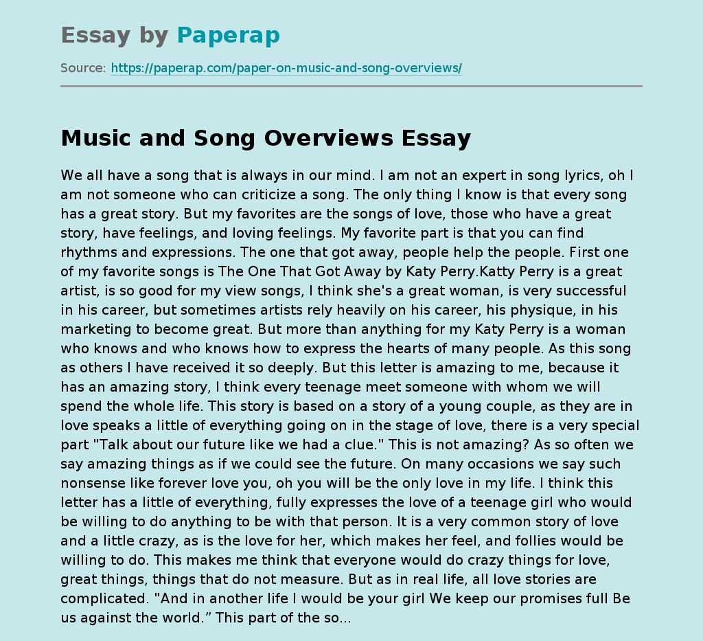 Music and Song Overviews