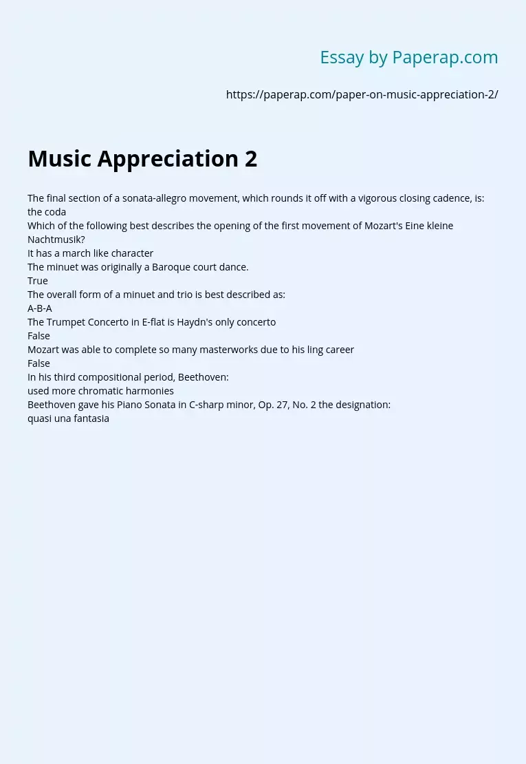 Music Appreciation 2