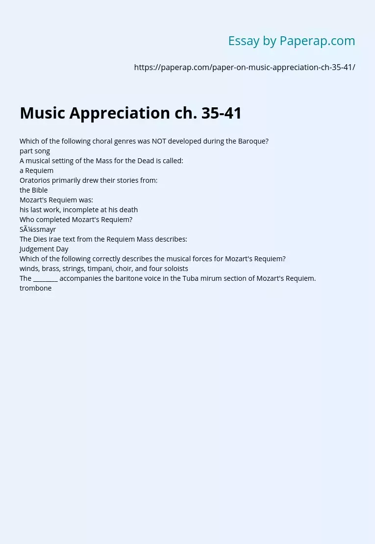 Music Appreciation ch. 35-41