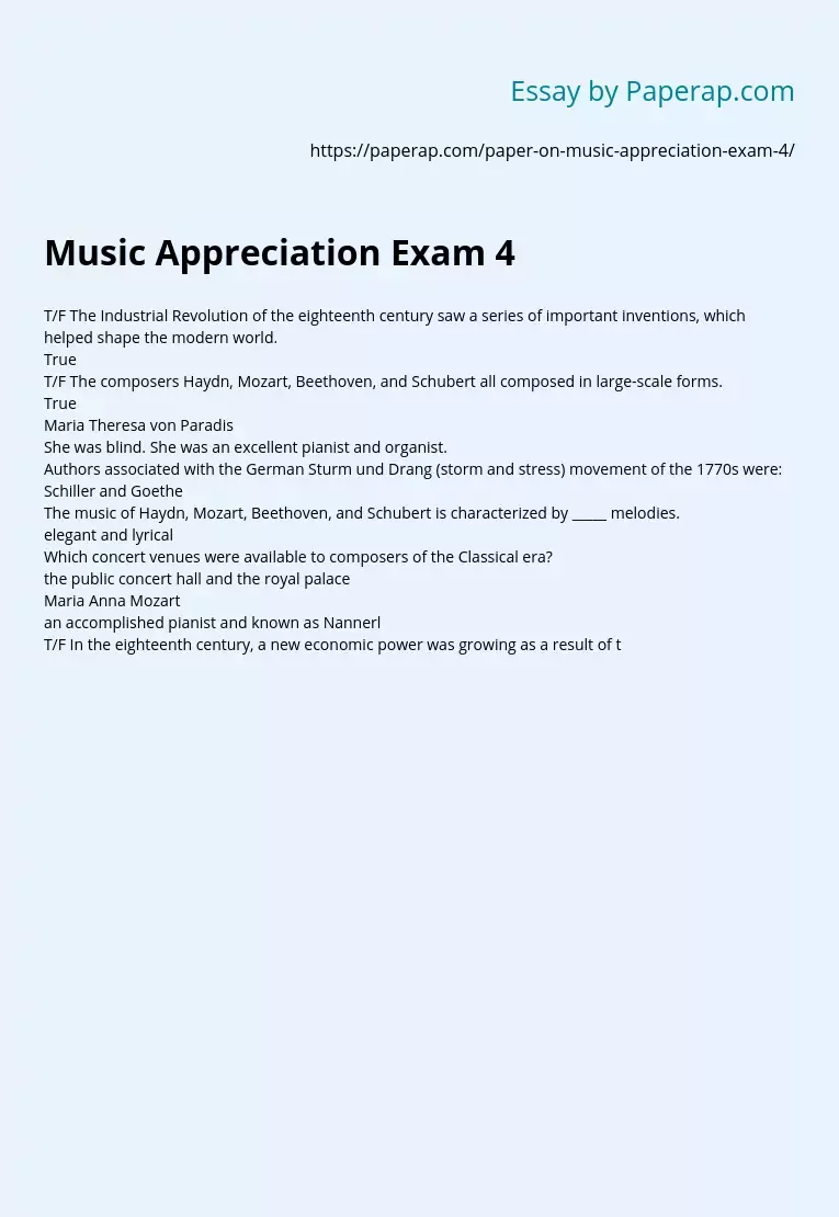 Music Appreciation Exam 4