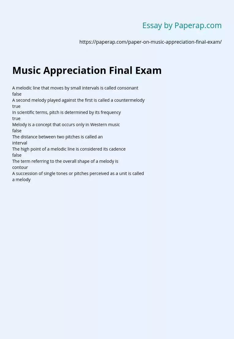 Music Appreciation Final Exam
