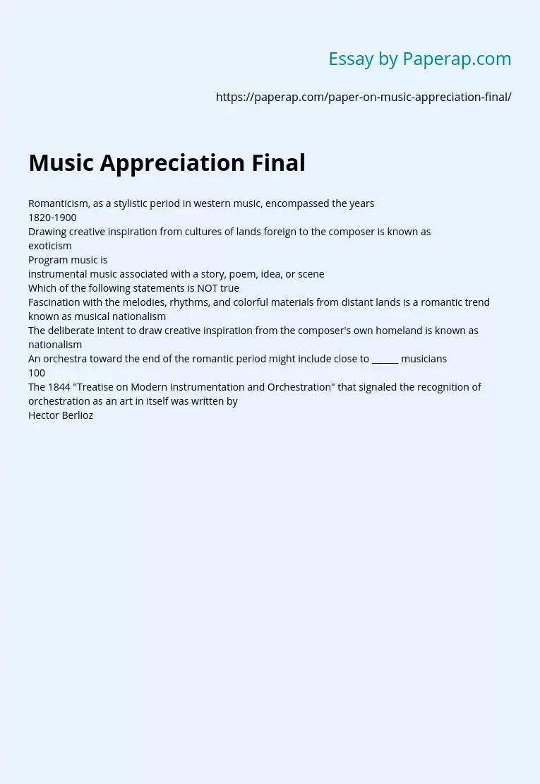 Music Appreciation Final