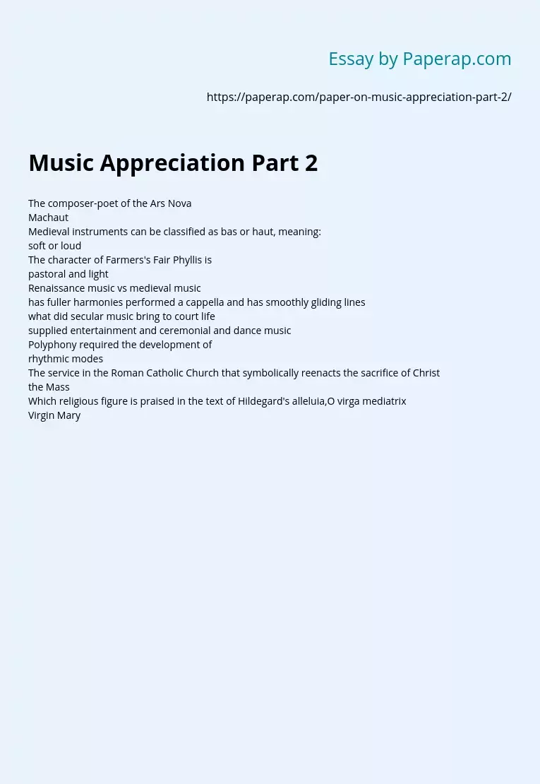 Music Appreciation Part 2