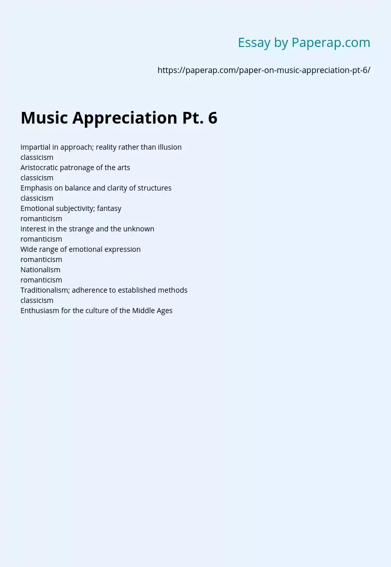 Music Appreciation Pt. 6