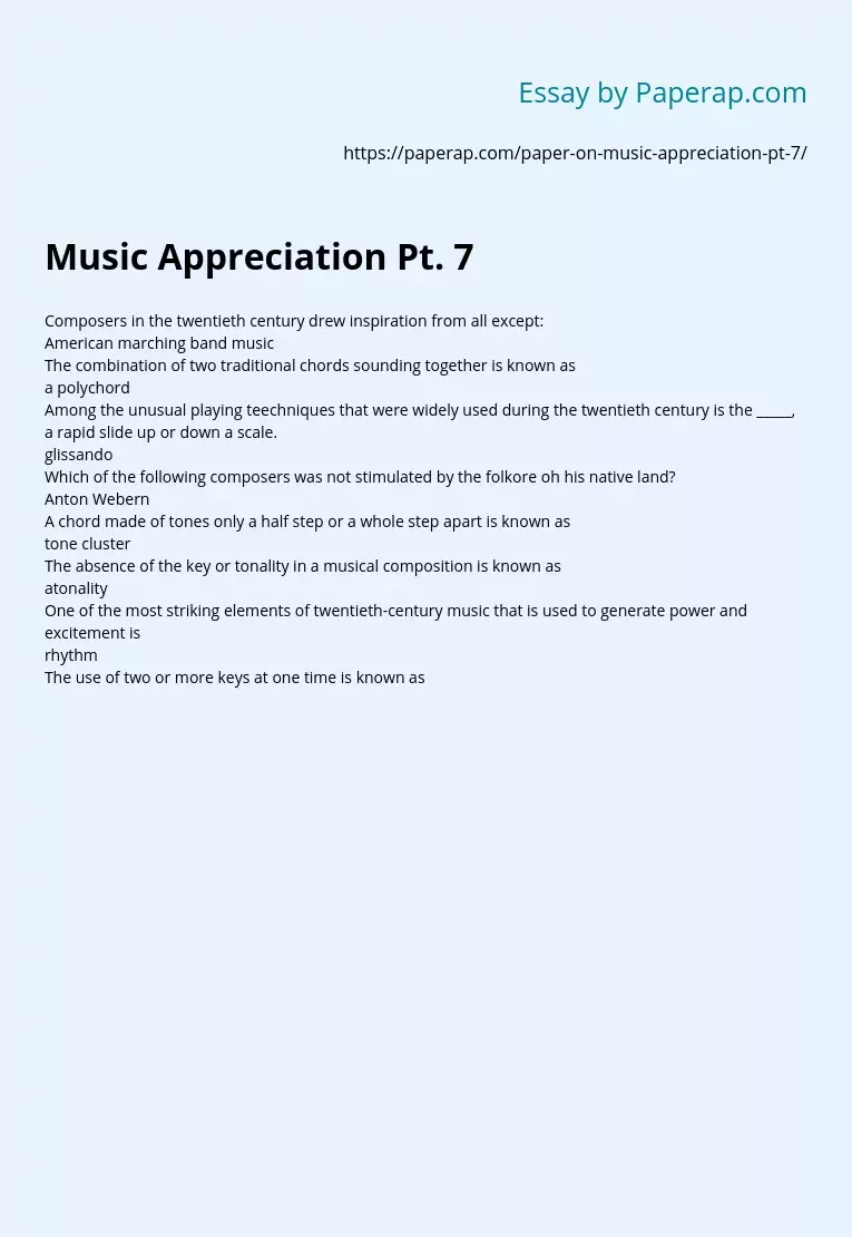 Music Appreciation Pt. 7