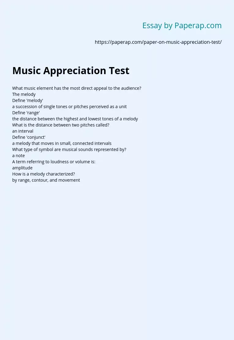 Music Appreciation Test