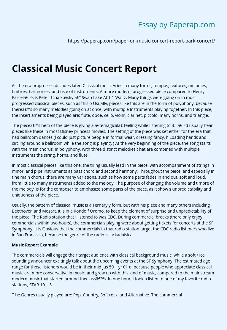 Classical Music Concert Report