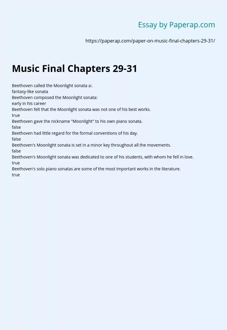 Music Final Chapters 29-31