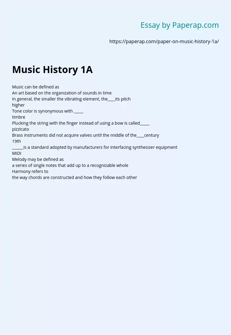 Music History 1A