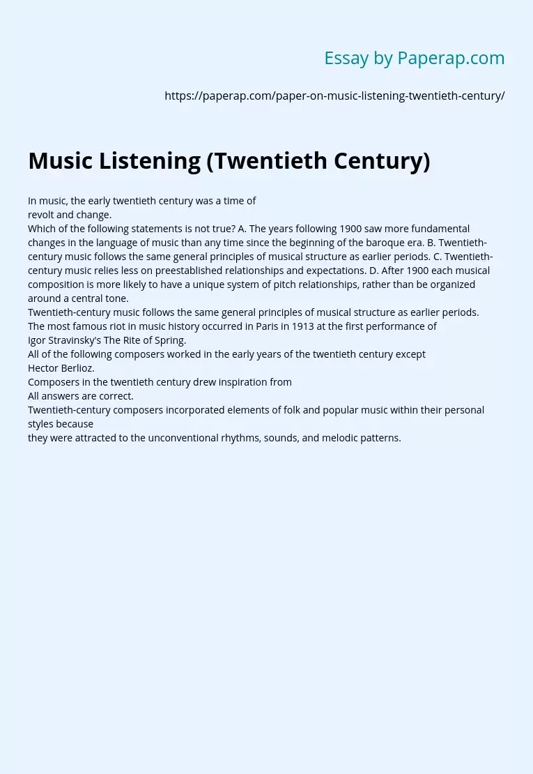 Music Listening (Twentieth Century)
