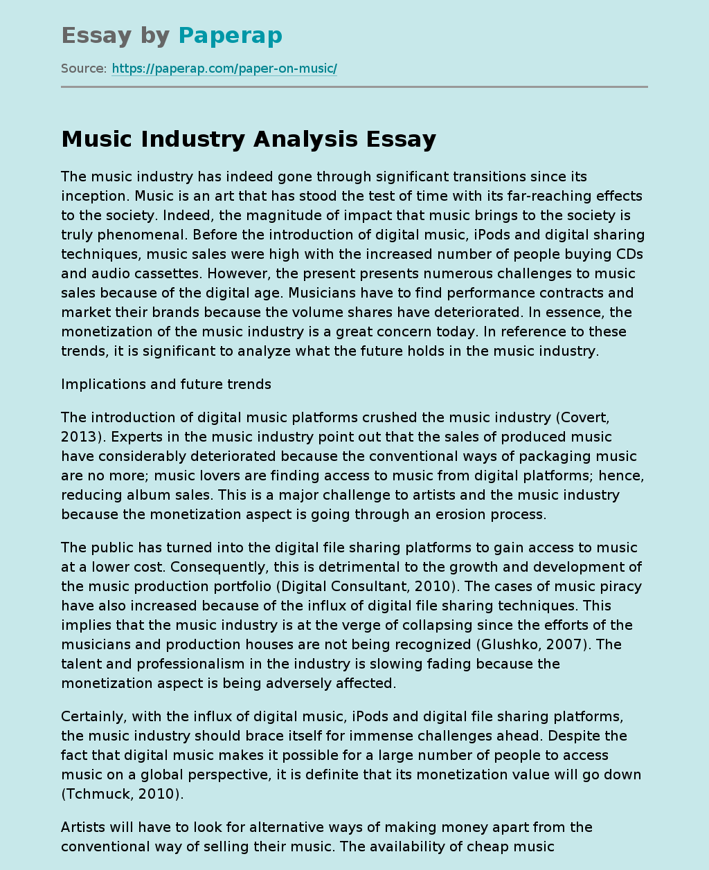 essay on music industry
