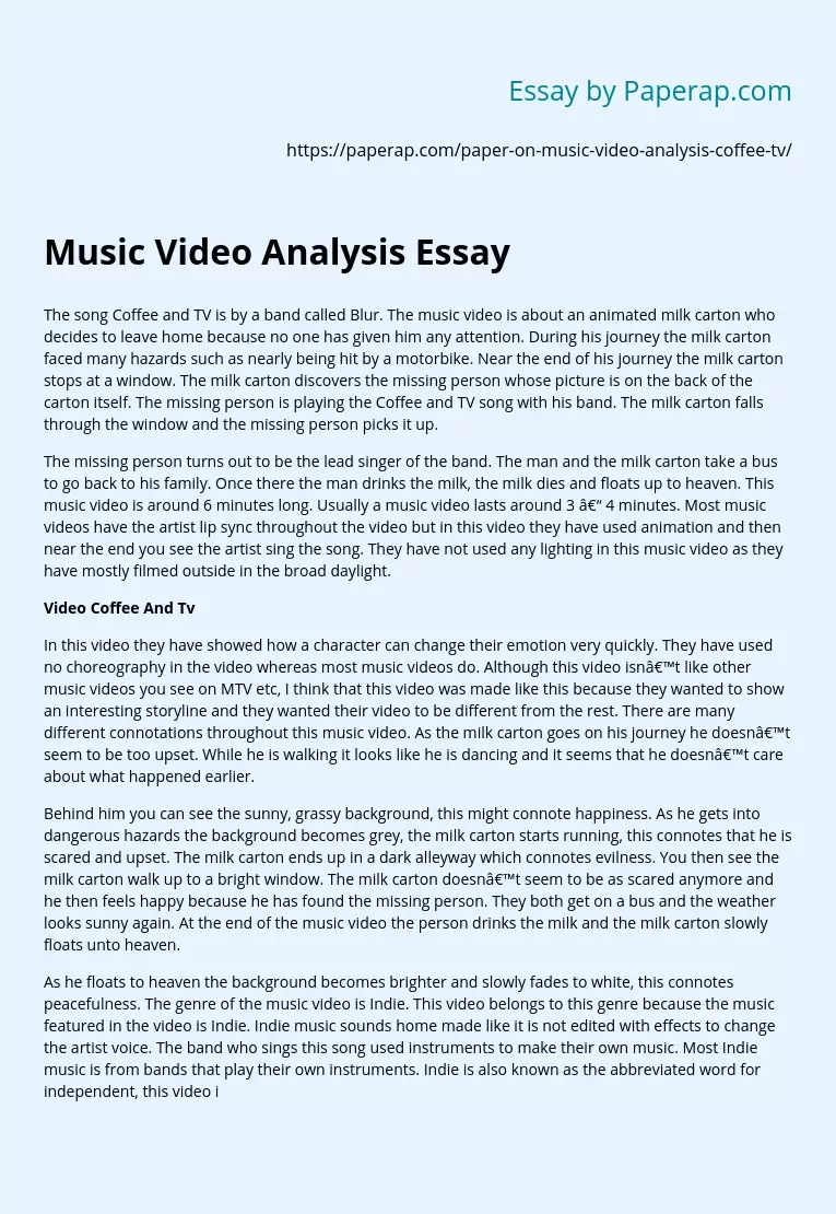 analysis essay on a music video