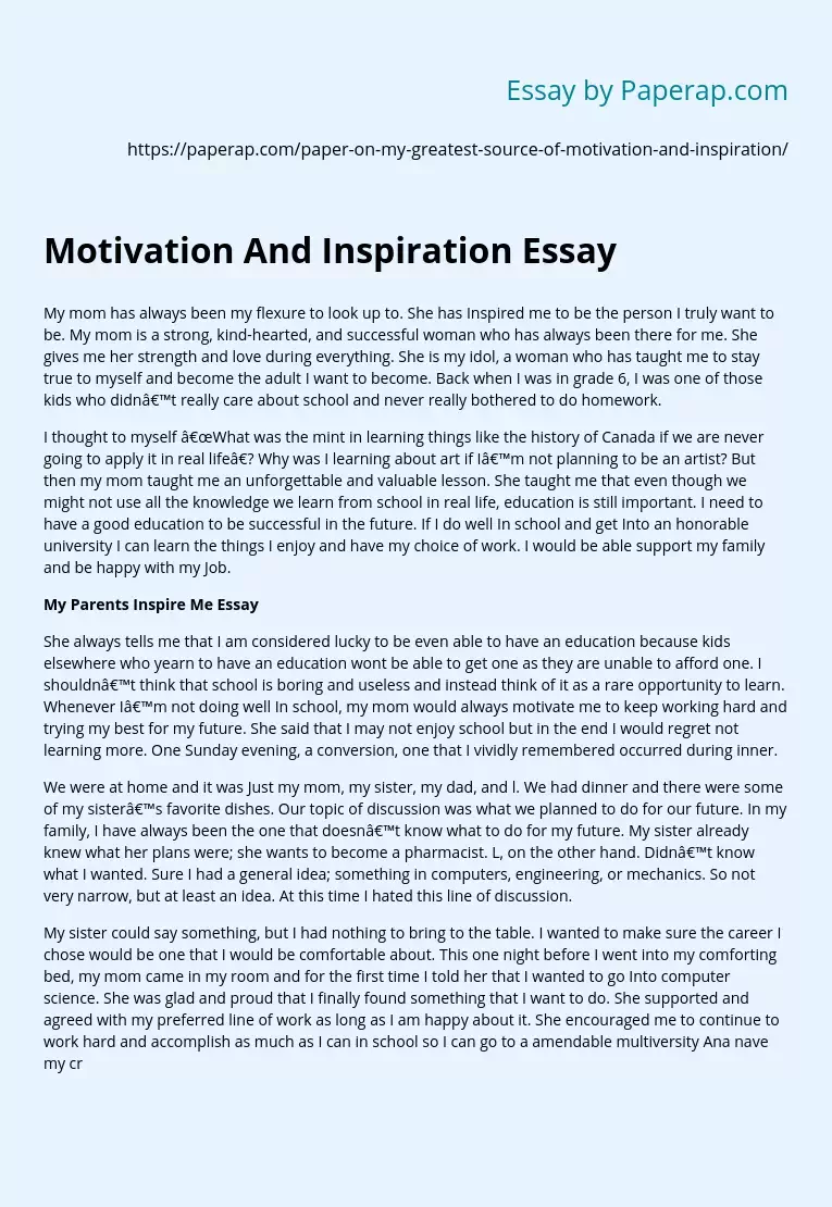 Motivation And Inspiration Essay