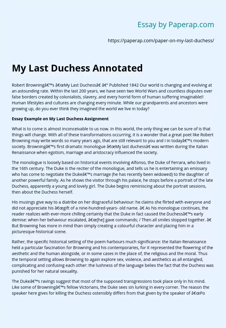 My Last Duchess Annotated
