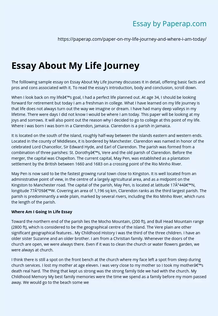Essay About My Life Journey