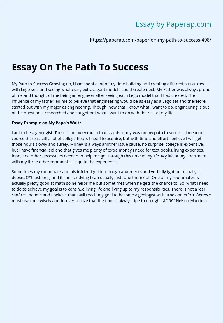 Essay On The Path To Success