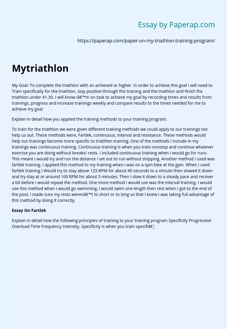 Triathlon Training Methods and Programs