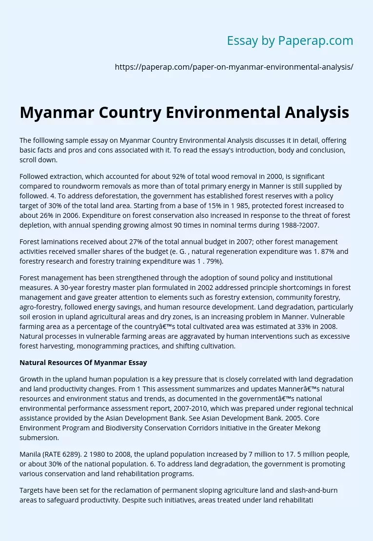 natural resources of myanmar essay