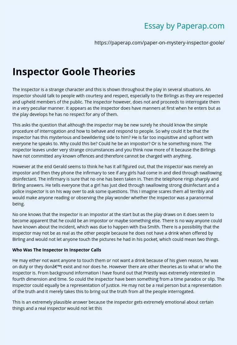 Inspector Goole Theories